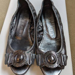 Burberry Medallion Flats Metallic Pewter